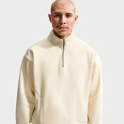 Nike Men's Solo Swoosh Fleece Quarter-zip Top In Neutral