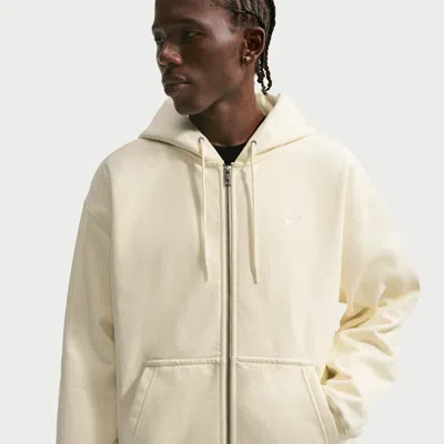 Nike Men's Solo Swoosh Full-zip Fleece Hoodie In White