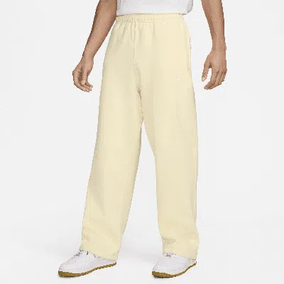 Nike Men's Solo Swoosh Open-hem Fleece Pants In Alabaster/ White