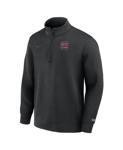 Nike Men's South Carolina Gamecocks South Carolina Coaches Half-zip Heathered Sweatshirt In Black