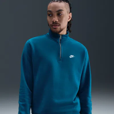 Nike Men's  Sportswear Club 1/2-zip Fleece Top In Blue