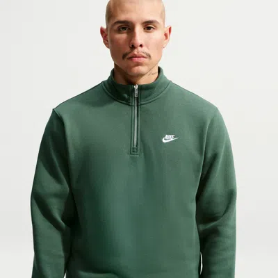 Nike Men's  Sportswear Club 1/2-zip Fleece Top In Green