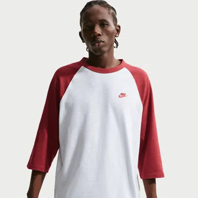 Nike Men's  Sportswear Club 3/4-sleeve Raglan Top In White