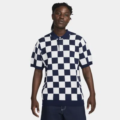 Nike Men's  Sportswear Club Checkers Polo In Midnight Navy/sail