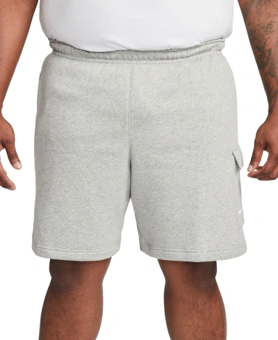 Nike Men's Sportswear Club Fleece Cargo Shorts In Dark Grey Heather,white