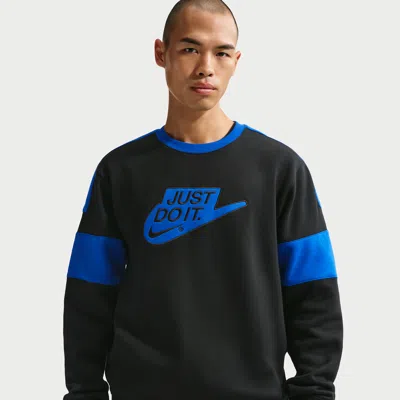 Nike Men's  Sportswear Club Fleece Crew-neck Sweatshirt In Black