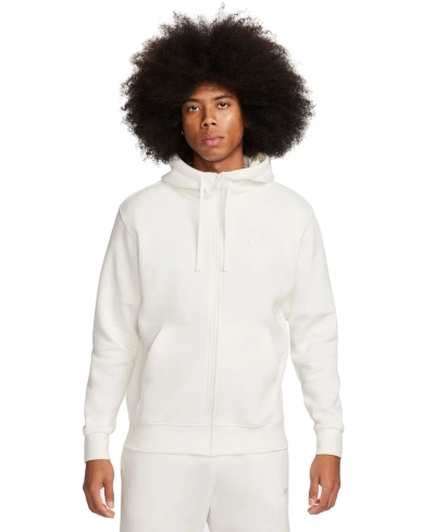 Nike Men's  Sportswear Club Fleece Full-zip Hoodie In Sail,sail,white