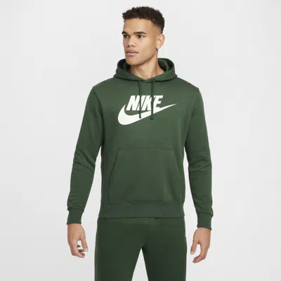 Nike Men's  Sportswear Club Fleece Graphic Pullover Hoodie In Fir/fir/white