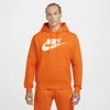 Nike Men's  Sportswear Club Fleece Graphic Pullover Hoodie In Safety Orange/safety Orange/white