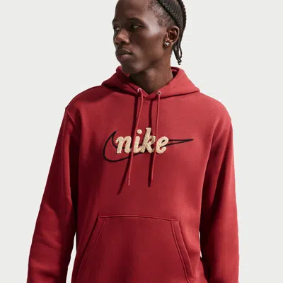 Nike Mens  Club Bb Hoodie Ctb In Team Crimson/lt Khaki/team Crimson