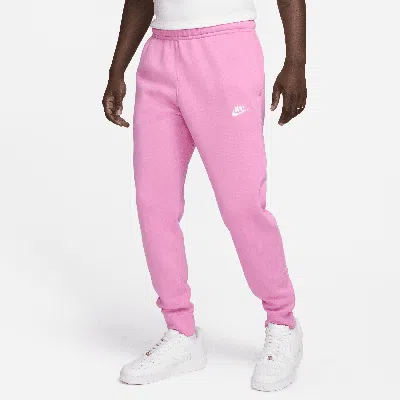 Nike Men's  Sportswear Club Fleece Jogger Pants In Playful Pink/playful Pink/white