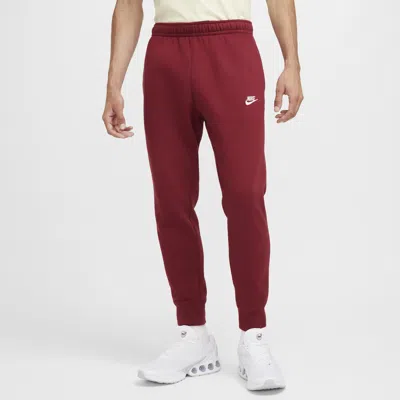 Nike Men's  Sportswear Club Fleece Jogger Pants In White/team Red/team Red