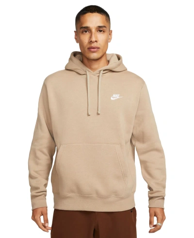 Nike Men's Sportswear Club Fleece Pullover Hoodie In Khaki,white