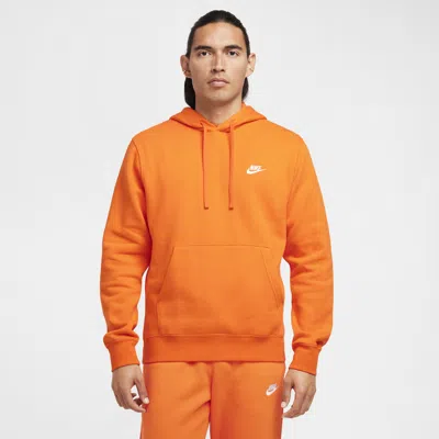 Nike Men's  Sportswear Club Fleece Pullover Hoodie In Safety Orange/safety Orange/white