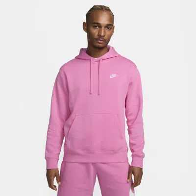 Nike Men's  Sportswear Club Fleece Pullover Hoodie In Playful Pink/ Playful Pink