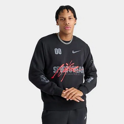 Nike Men's Sportswear Club Fleece Victory Crewneck Sweatshirt In Black