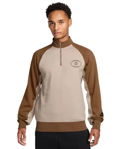 Nike Men's Sportswear Club Half-zip Fleece Top In Ale Brown,sanddrift