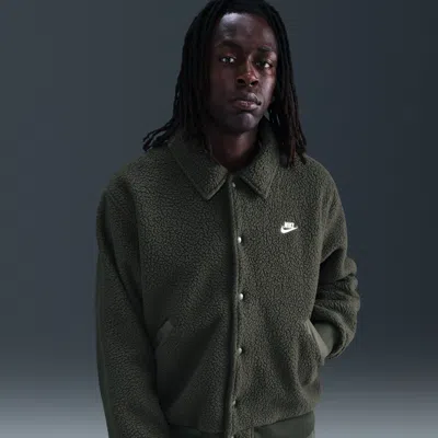 Nike Men's  Sportswear Club High-pile Fleece Coaches Jacket In Green