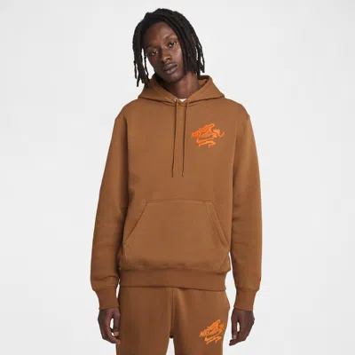 Nike Men's  Sportswear Club Hoodie In Light British Tan/light British Tan/safety Orange