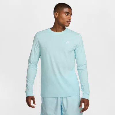 Nike Men's  Sportswear Club Long-sleeve T-shirt In Glacier Blue