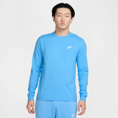 Nike Men's  Sportswear Club Long-sleeve T-shirt In University Blue