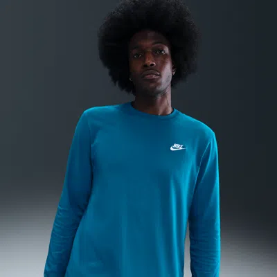 Nike Men's  Sportswear Club Long-sleeve T-shirt In Blue