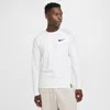 Nike Swim Long Sleeved Solid Color Dri-fit T-shirt With Contrasti In White