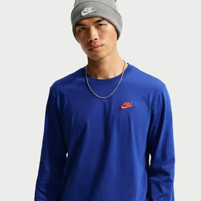Nike Men's  Sportswear Club Long-sleeve T-shirt In Blue