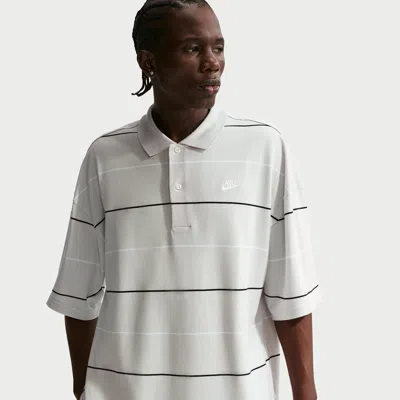Nike Sportswear Club Men's Oversized Striped Polo Shirt In White