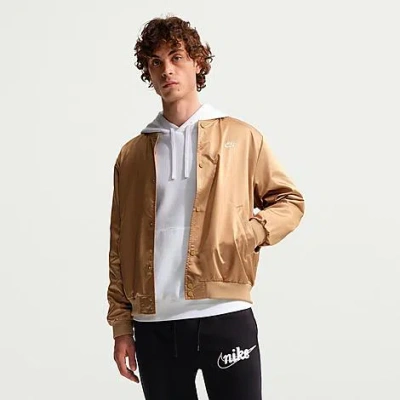 Nike Men's Sportswear Club Satin Varsity Jacket In Brown