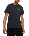 Nike Sportswear Club Embroidered Logo Solid Color Round Neck Short Sleeve Black In Black,white