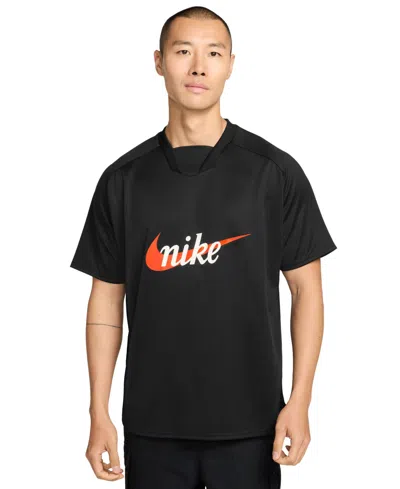 Nike Men's Sportswear Club Short-sleeve Jersey T-shirt In Black,safety Orange
