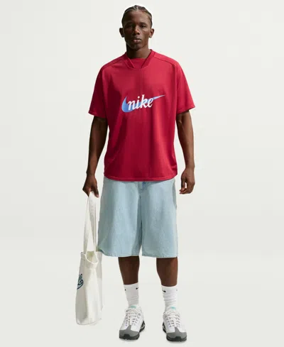 Nike Men's Sportswear Club Short-sleeve Jersey T-shirt In Tough Red,football Blue