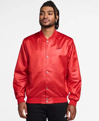 Nike Men's Sportswear Club Snap-front Varsity Jacket In Red