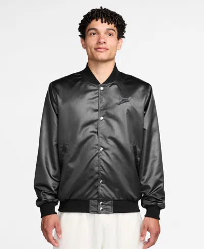 Nike Men's Sportswear Club Snap-front Varsity Jacket In Black