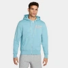 Nike Club Men's Double Layer Zip-front Fleece Logo Hoodie In Denim Turquoise/red Stardust/red Stardust