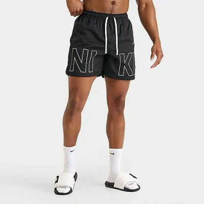 Nike Men's Sportswear Embroidered Woven Flow Shorts In Black/white