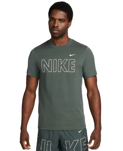 Nike Men's Sportswear Logo Graphic Short Sleeve Crewneck T-shirt In Vintage Green,(sea Glass)