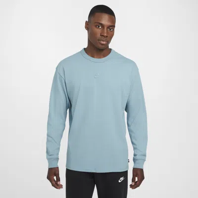 Nike Men's  Sportswear Premium Essentials Long-sleeve T-shirt In Denim Turquoise