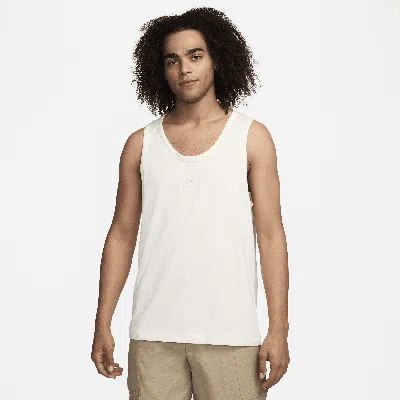 Nike Premium Essentials Logo-embroidered Cotton-jersey Tank Top In Sail