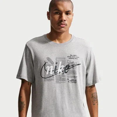 Nike Mens Crew Neck Short Sleeve Classic Fit Graphic T-shirt In Gray