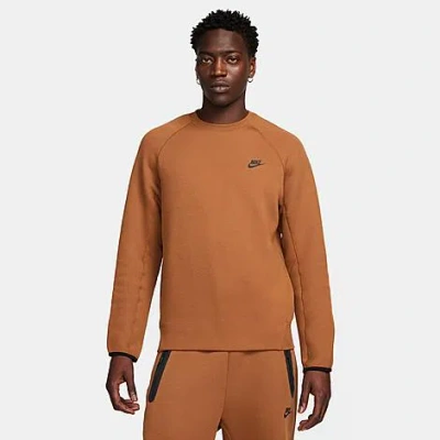 Nike Men's Sportswear Tech Fleece Crew Sweatshirt In Light British Tan/black