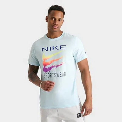 Nike Men's Sportswear Triple Swoosh T-shirt In Glacier Blue