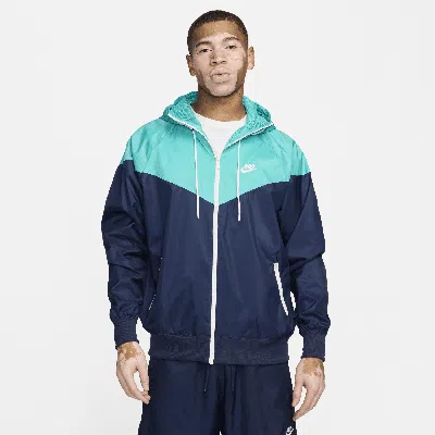 Nike Men's  Sportswear Windrunner Hooded Jacket In Midnight Navy/dusty Cactus/sail