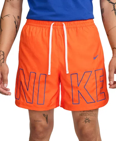Nike Men's Sportswear Woven Flow Shorts In Safety Orange,(hyper Royal)
