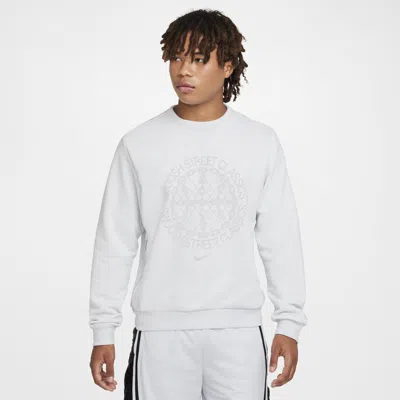 Nike Men's Standard Issue Dri-fit Basketball Crew-neck Sweatshirt In Grey
