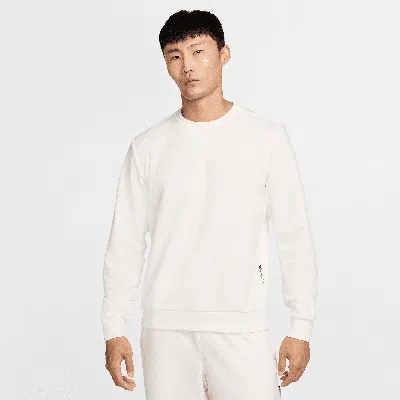 Nike Men's Standard Issue Dri-fit Basketball Crew-neck Sweatshirt In White