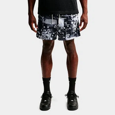 Nike Men's Standard Issue Dri-fit Allover Print 5" Mesh Basketball Shorts In Black