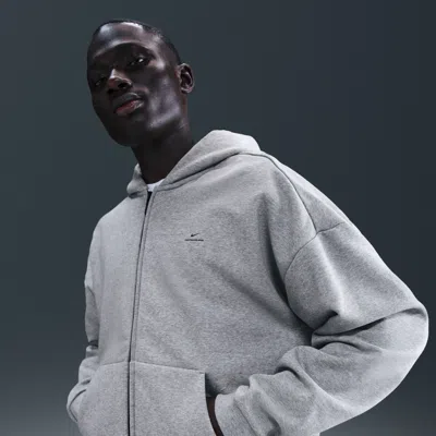 Nike Men's Standard Issue Therma-fit Full-zip Basketball Hoodie In Gray