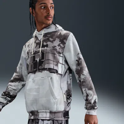Nike Men's Standard Issue Therma-fit Pullover Basketball Hoodie In Gray
